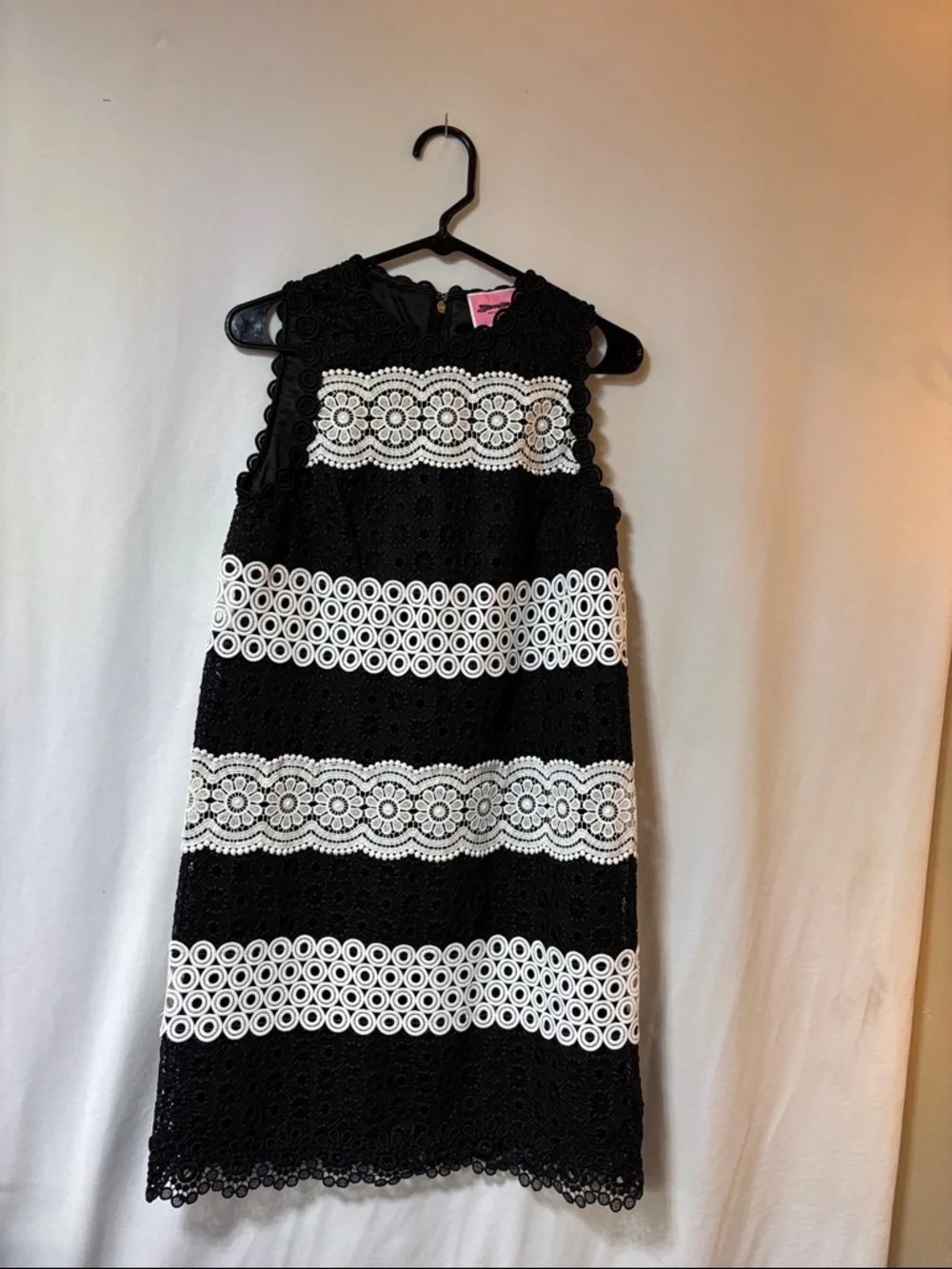 kate spade Black and white floral dot lace shift lined dress size 0 NWT
